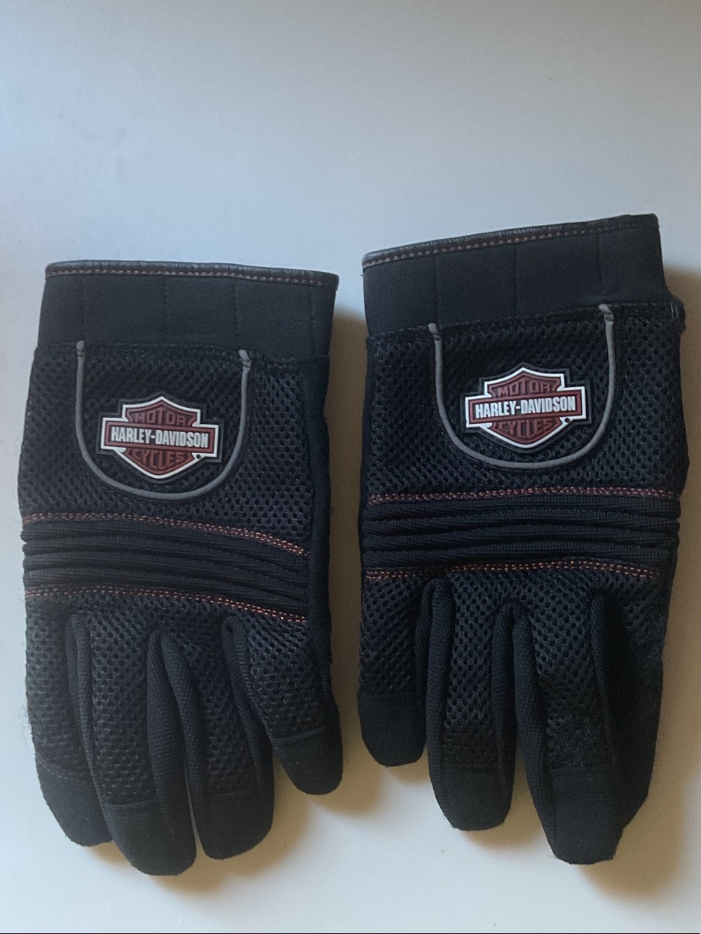 Harley‑Davidson Black Mesh Shortcut Riding Gloves with Logo